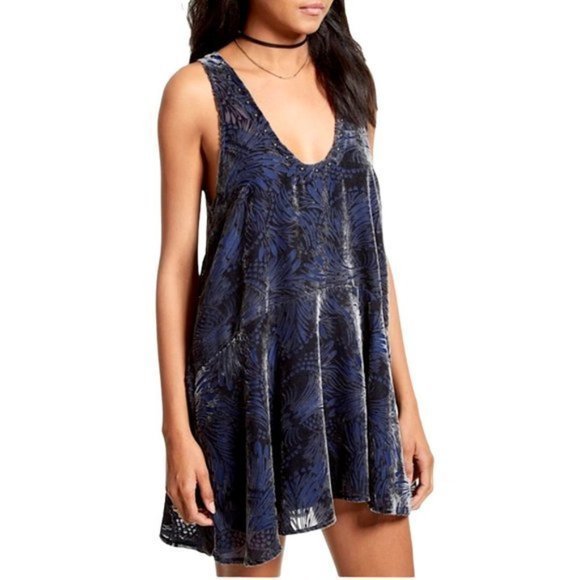 Free People Ellie Burnout Velvet Mini Swing Dress - Picture 3 of 11